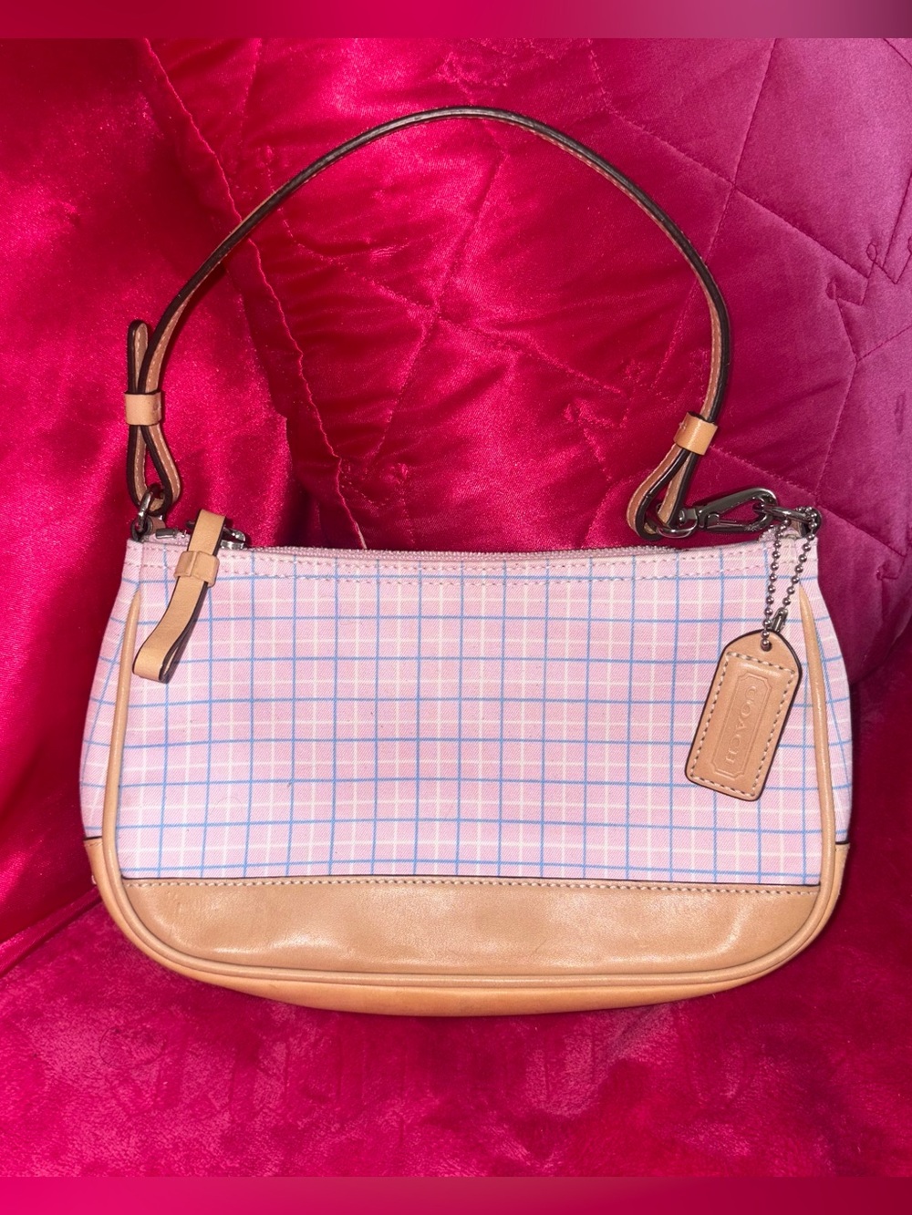 Coach Pink Plaid Demi Bag